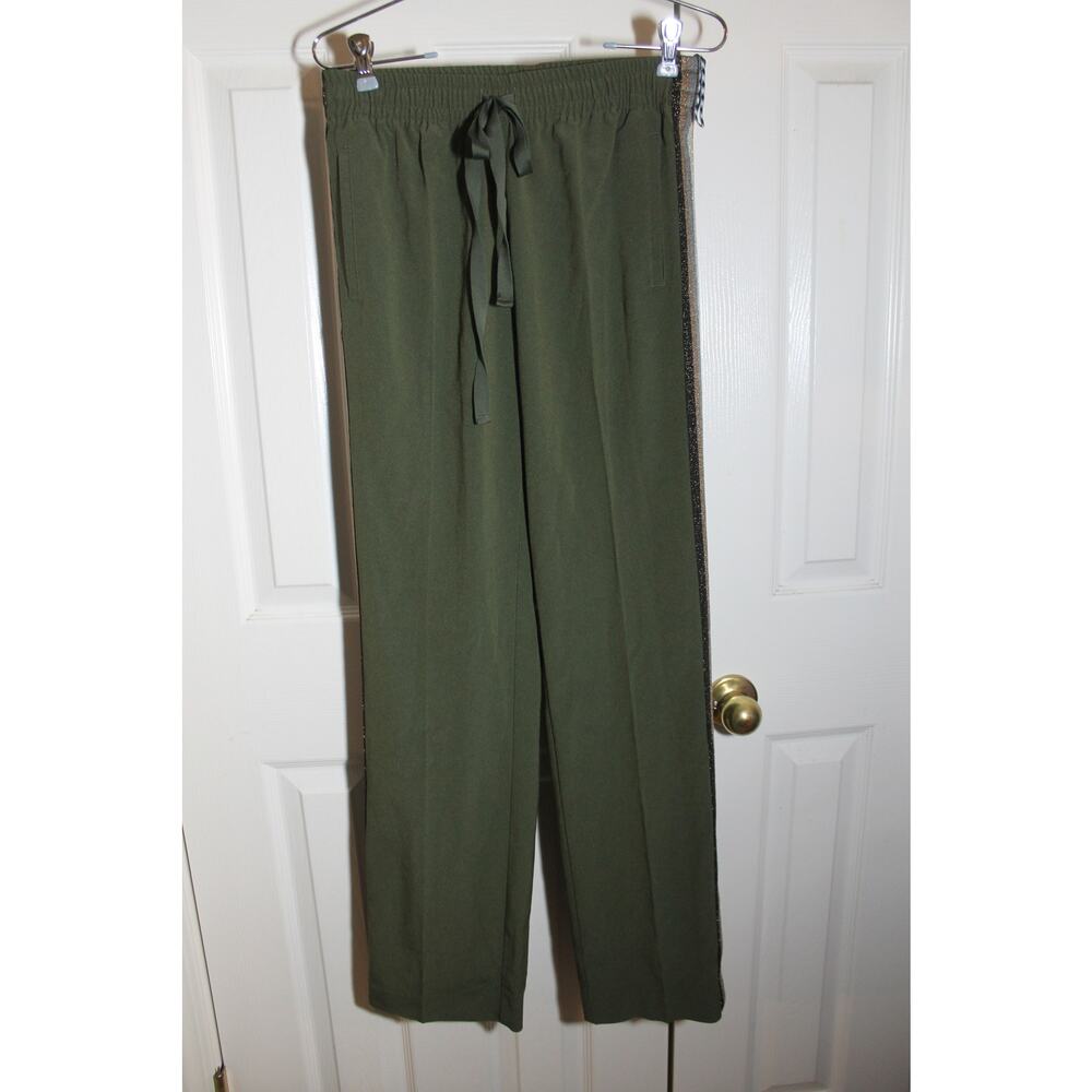Zadig & Voltaire Khaki Green Pomy Crepe Track Pants sz 36 (S) NWOT - Picture 3 of 5